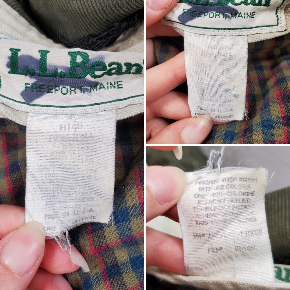vtg LL‎ BEAN flannel primaloft lined canvas field coat L TALL barn chore jacket - Picture 5 of 14